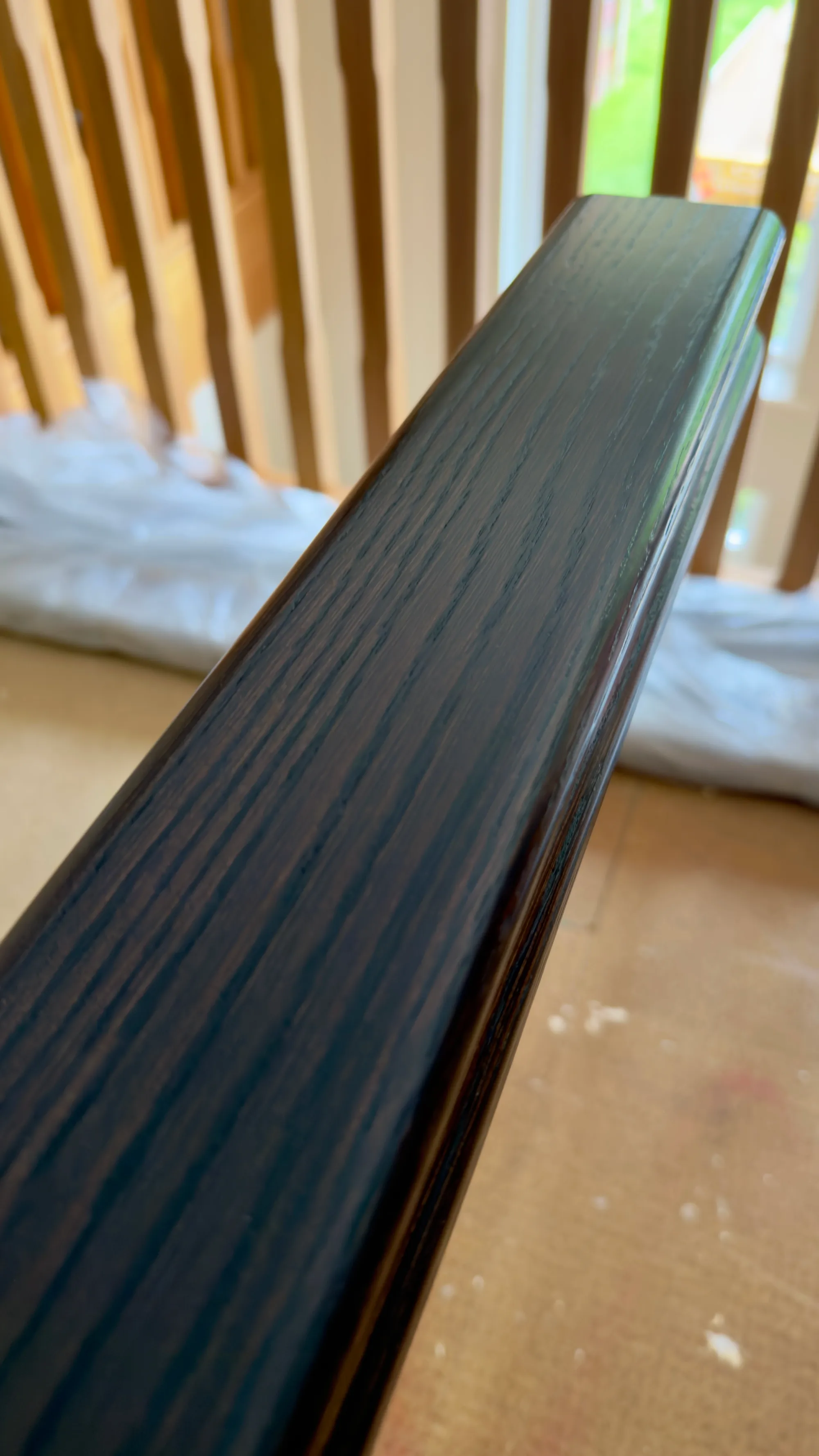 Arundel oak stained handrail detail for Kent staircases, showing precision staircase refurbishment by expert staircase specialists
