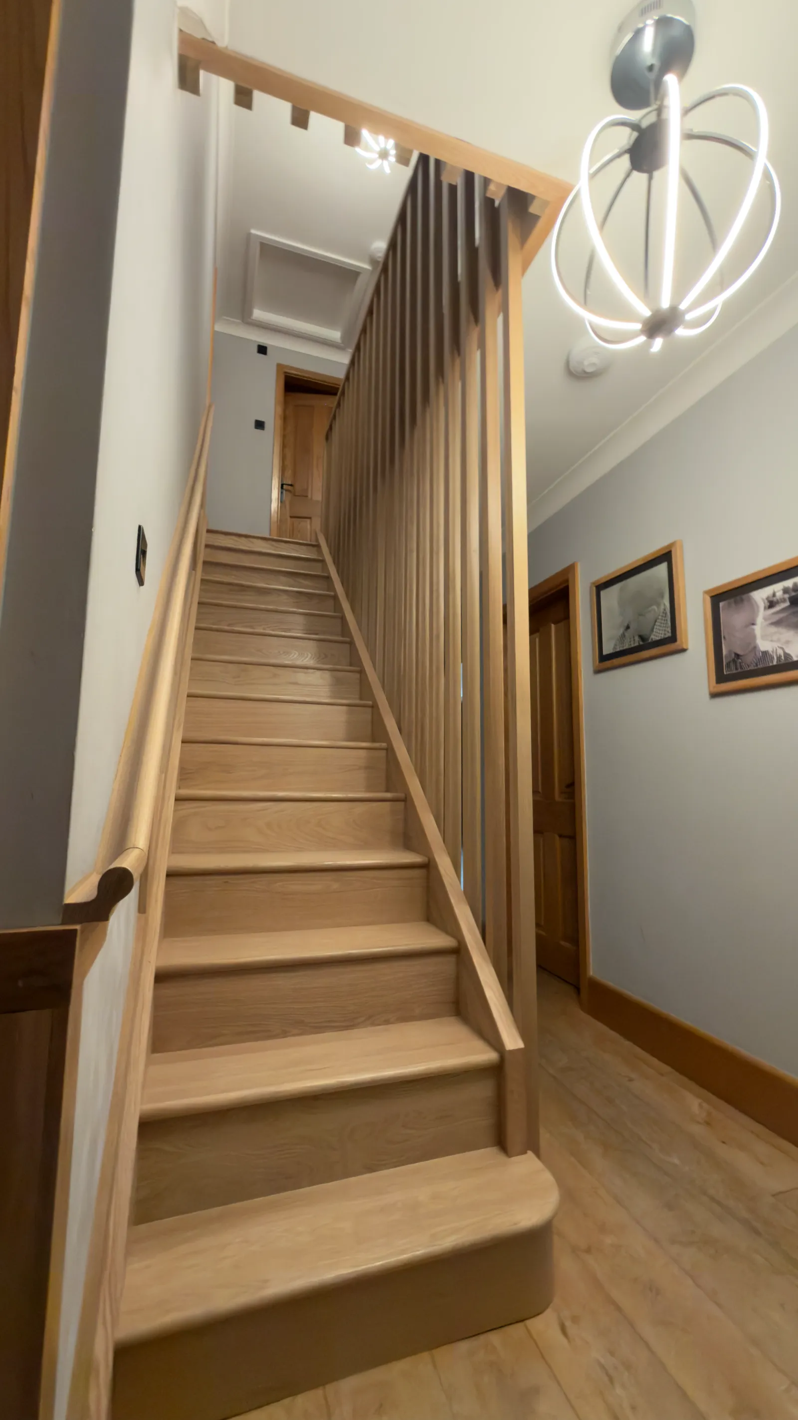 Finished oak staircase with timber balustrade